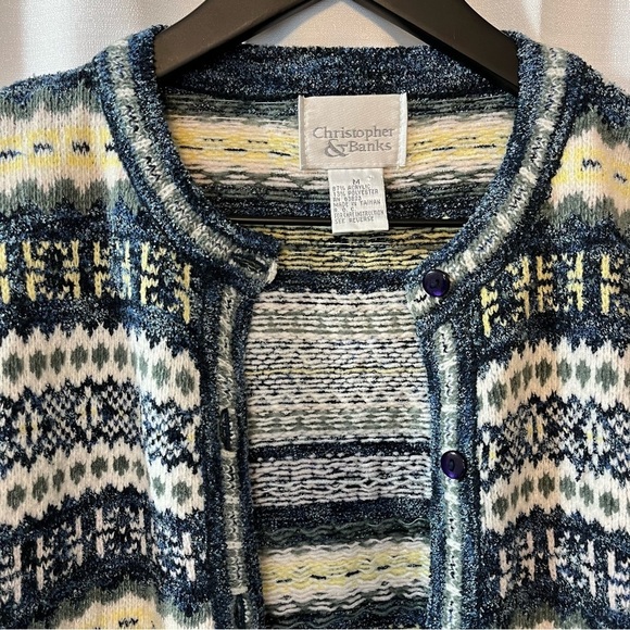Christopher & Banks Knit Fair Isle Nordic Retro Cardigan - Size Medium - Picture 3 of 10